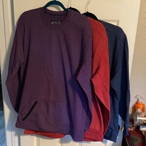 Russell athletic sweatshirts. Three-size extra large purple, red, blue.